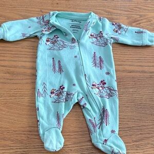 Disney Mint Green Footed One Piece with Character Print